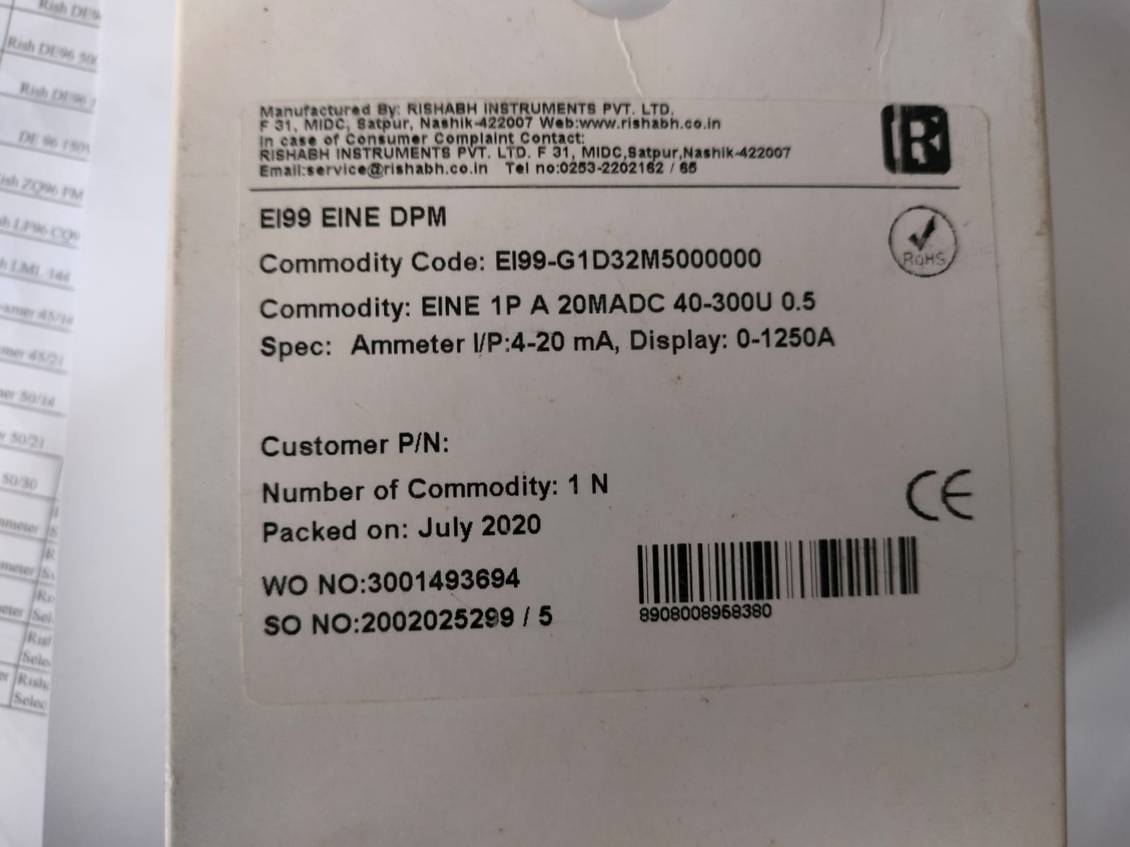 Rish Eine+ A: Rishabh DC Ammeter (Digital Panel Meter) 0- 1250A  Input Current: 4- 20 mA